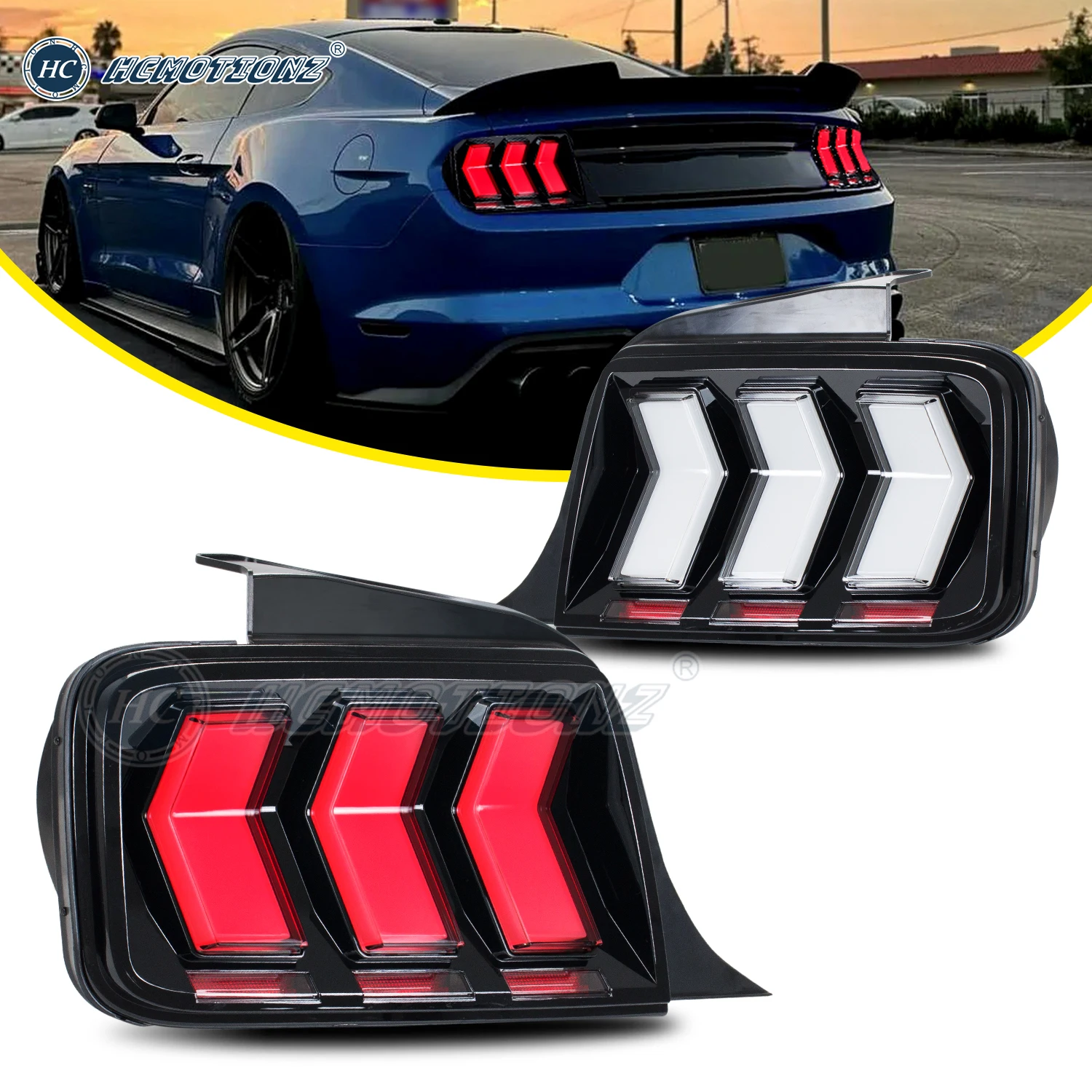 

LED Car Back Rear Lamps 2005-2009 6 kinds mode of turn signal DRL Animation Tail Lights for Ford Mustang