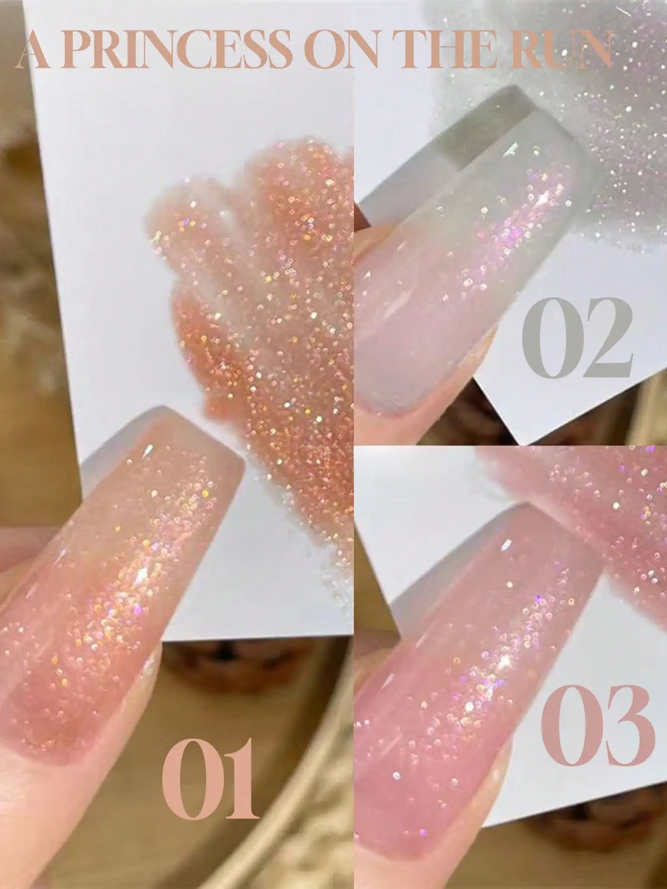 1-3Pcs 15ml Large Size Runaway Princess Nail Polish, Mermaid Gradient Fine Glitter, UV LED Nail Salon