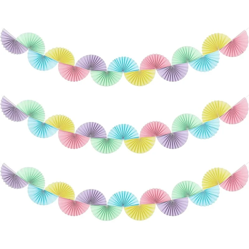 Décorations de fête arc-en-ciel Pastel, éventails en papier, bannières de fleurs, licorne pour filles, anniversaire, fan 3D, banderoles, banderoles, décor suspendu
