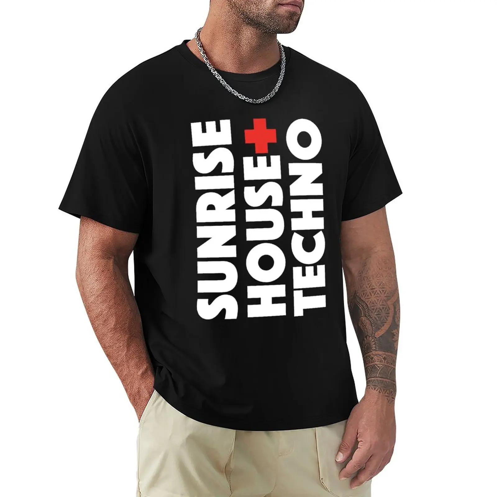 

House, Techno and sunrise, djs gift T-Shirt summer clothes T-shirt short oversized t shirt men