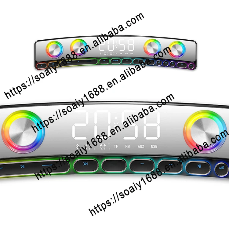 

SOAIY SH39 loa enceint bleutoth clock USB AUX TF PC computer sound bar game soundbar wireless RGB gaming speaker