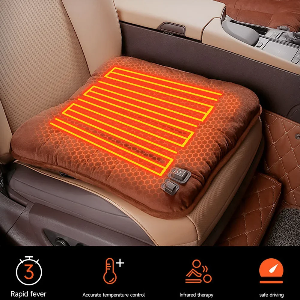 Heated Seat Cushion Winter Lambswool Heating Warm Car Seat Cushion For Office Home Use 5V 12W Thermostat Heating Cushion