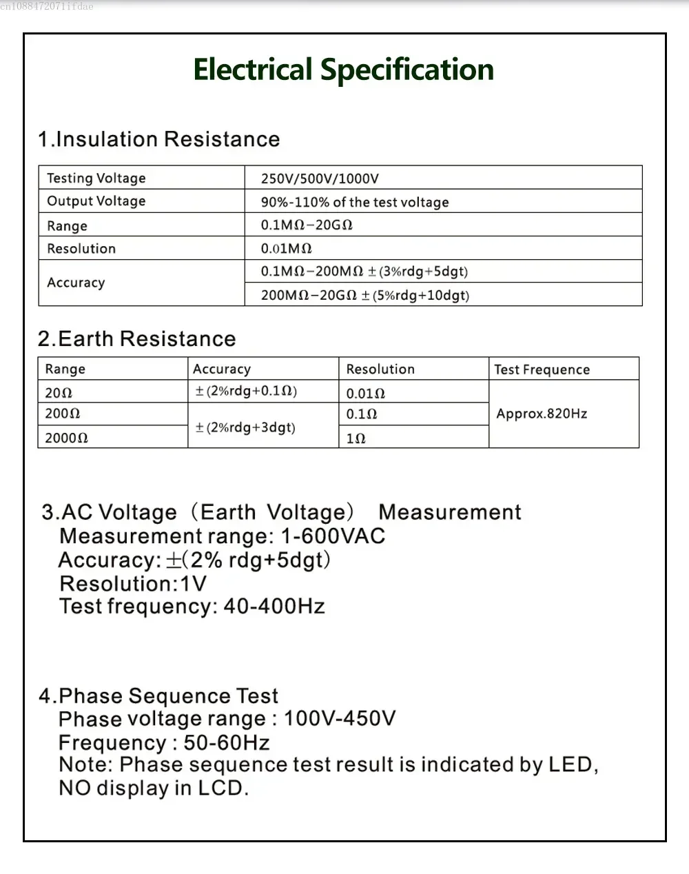 for DUOYI DY5500 4 in 1 Digital Multifunction Multimeter Insulation Earth Tester 001 ohm to 2000 ohms Voltmeter Phase