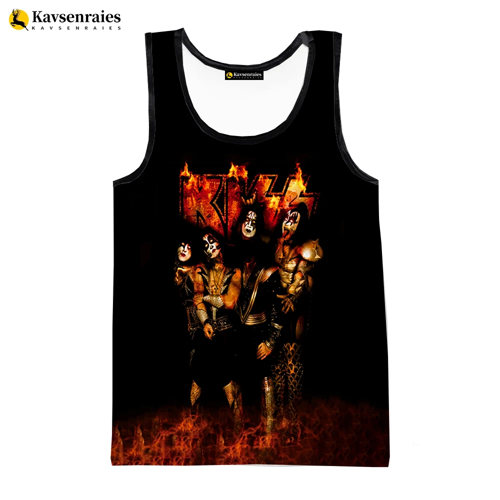 Kiss Band 3D Printed Tank Tops Men Women Summer Fashion Casual Sleeveless Vest Hip Hop Streetwear Oversized Tops Tees