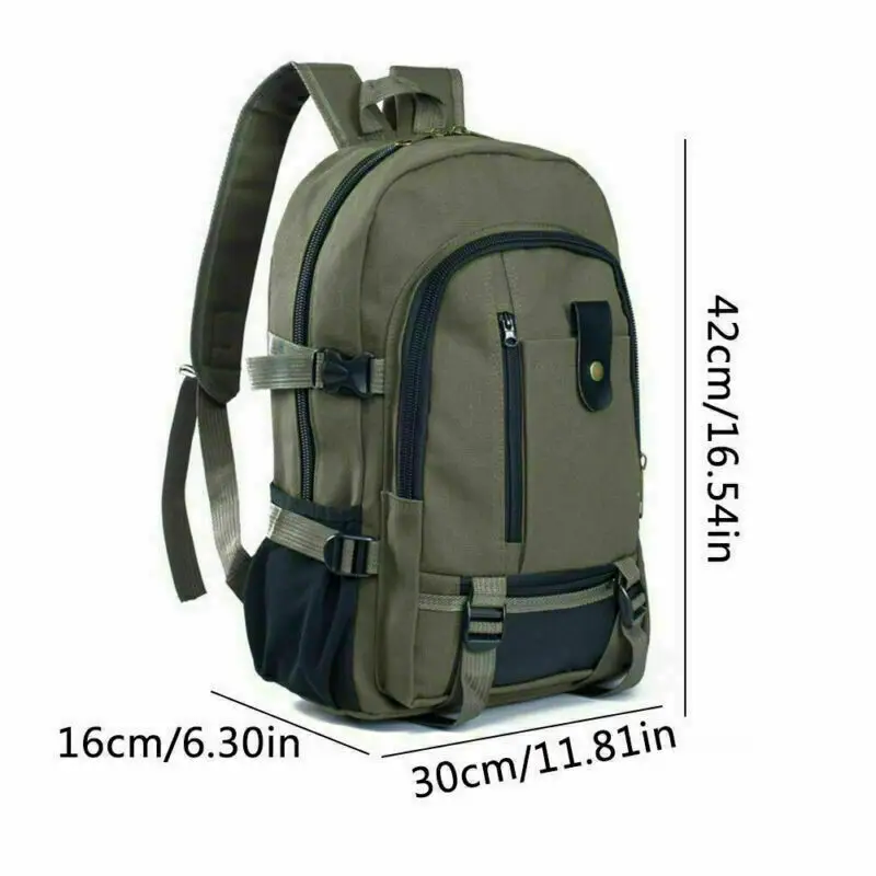 Men Canvas Large Backpack Rucksack Work Sports Travel Hiking Boys College  Bag