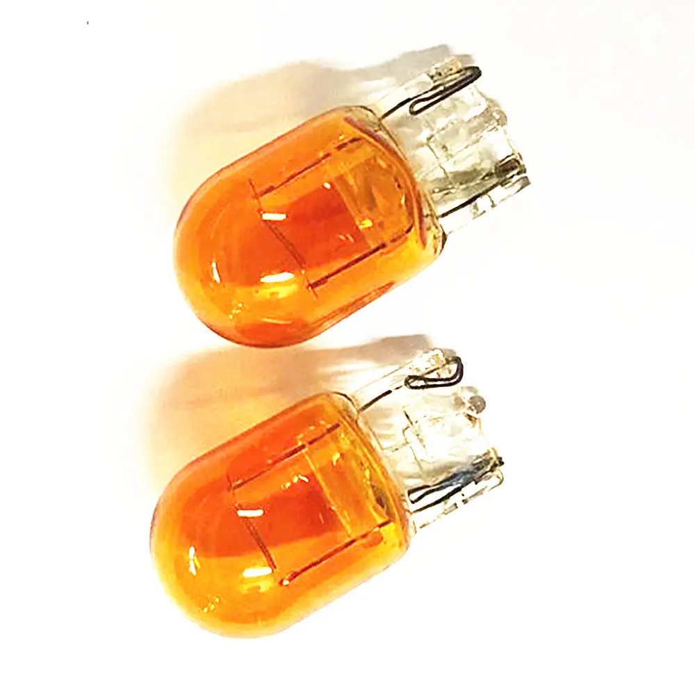 2x T20 7440 1881 582 W21W Orange Halogen Car bulbs 12V 21W brake bulbs Tail Light Stop Light Rear Turn Signal DRL Wedge Base