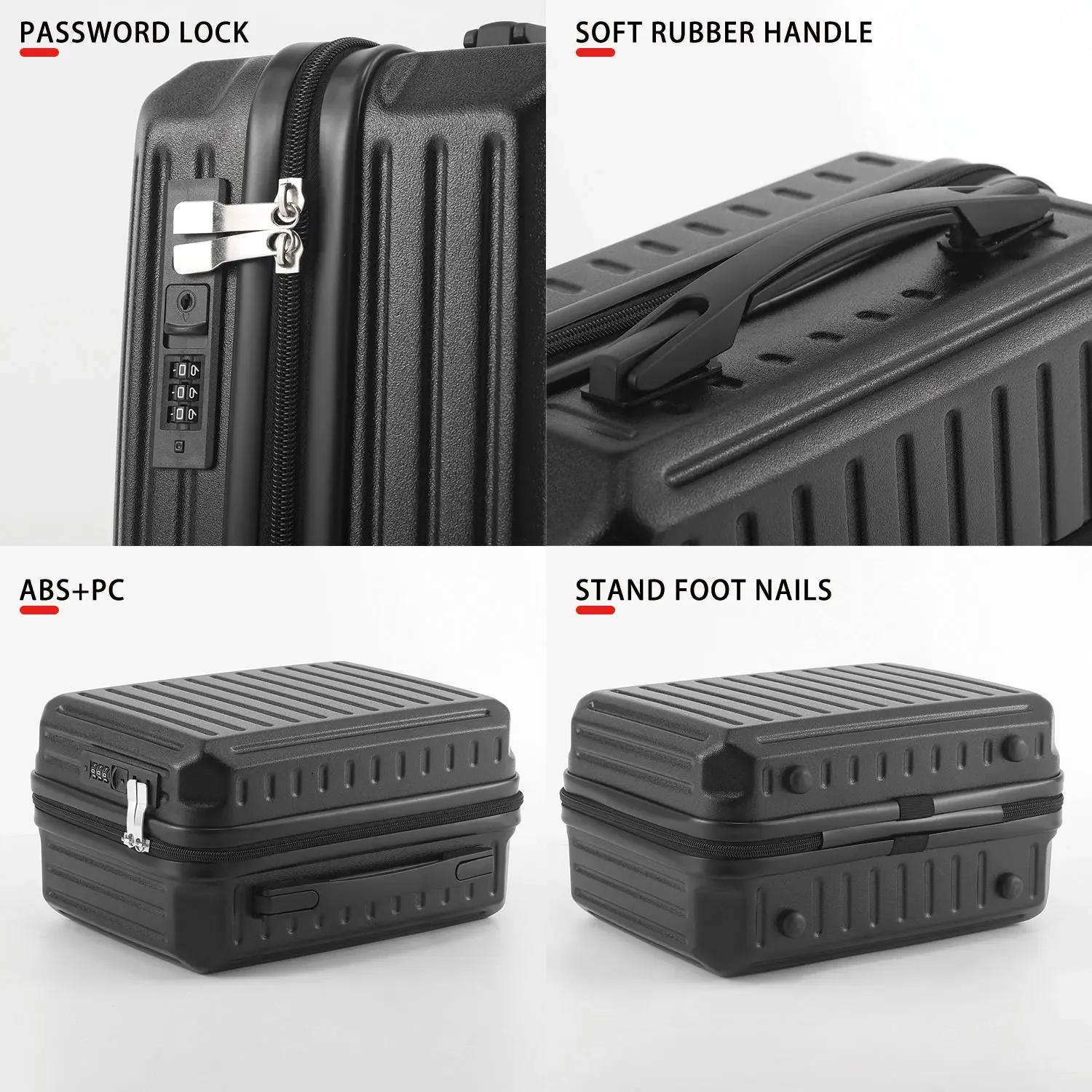 Vertical Patterned Hand Luggage Lightweight And Portable Makeup Box ABS+PC Suitcase Ordinary Password Lock Soft Glue Handle 13in