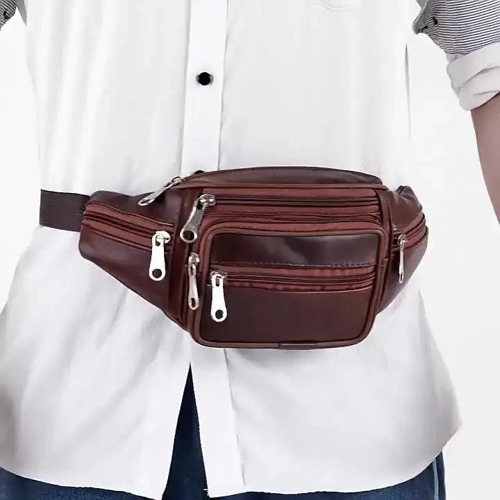 Sac de taille en cuir PU pour hommes, sac de ceinture, sac banane en cuir artificiel, petits sacs à bandoulière de luxe à la mode pour hommes
