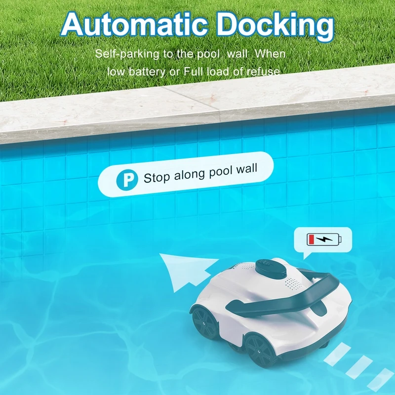 หุ่นยนต์ทําความสะอาดสระว่ายน้ําอัตโนมัติ หุ่นยนต์ดูดฝุ่นสระว่ายน้ําไร้สายสําหรับสระน้ําพื้นเรียบ
