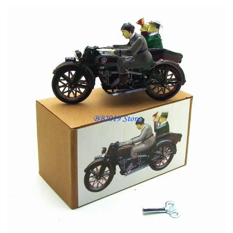 Q0KB Tinplate Men Tricycle Toy Design Onor Wind Up para adultos y niños juguete mecánico vintage