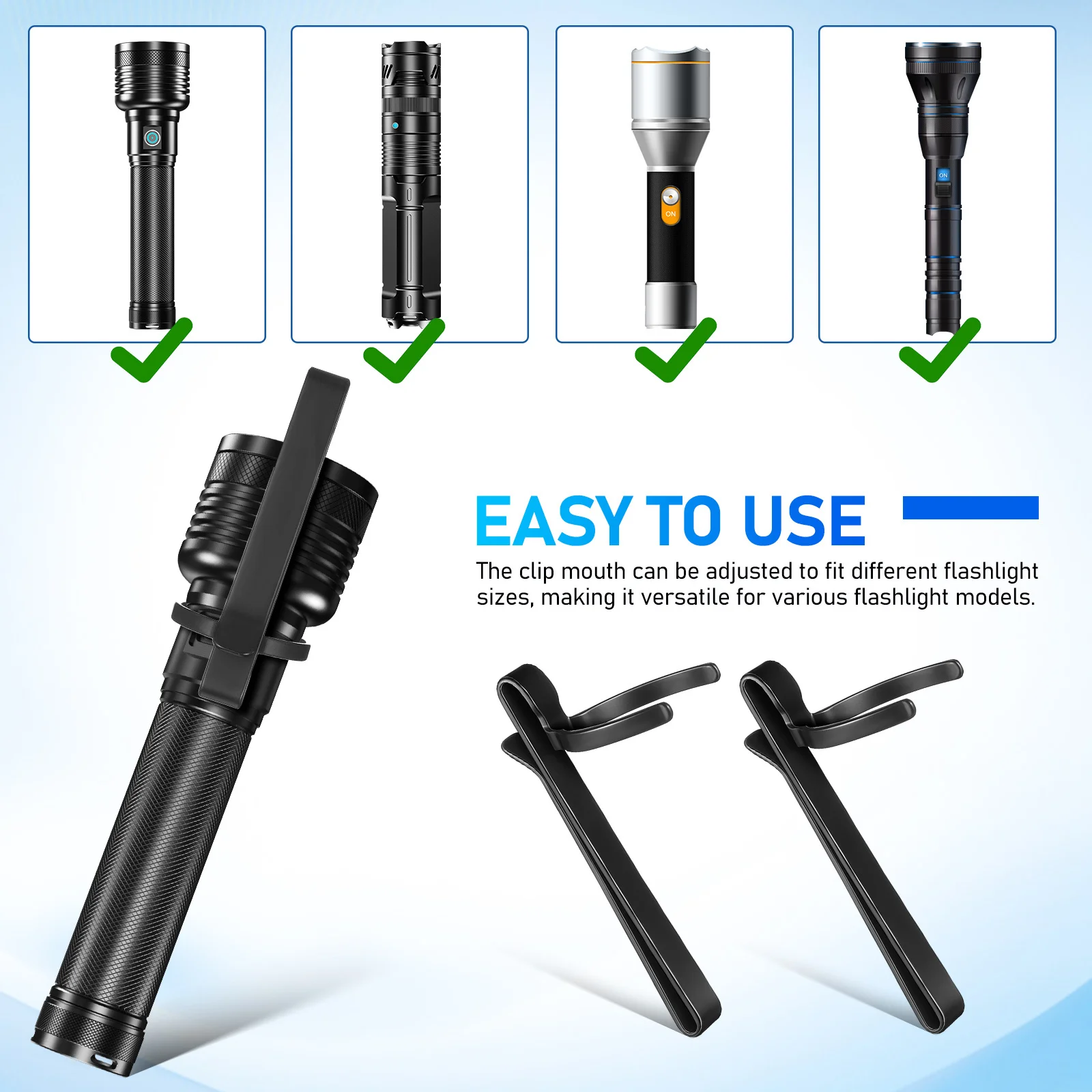 2 قطعة مشبك مصباح يدوي معدني حامل الجيب قابل للتعديل القلم ضوء السحابة لحزام المصباح في الهواء الطلق استخدام حامل الجيب ضوء القلم #5