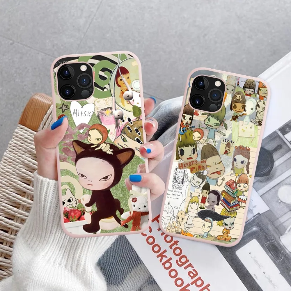 Y-Yoshitomo Girl NaraS Phone Case Soft Solid Color For Iphone 14 11 12 13 Mini Pro Max 7 8 Plus 6 6s X Xs Max Xr