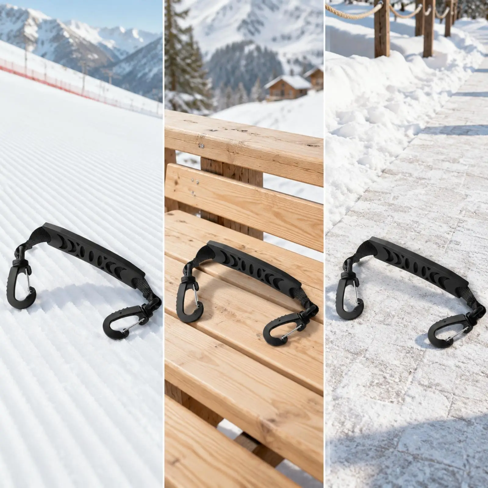 Multi Purpose Ski Boot Strap Carrier for Winter Sports Gear with Adjustable Length and Secure Locking Clips