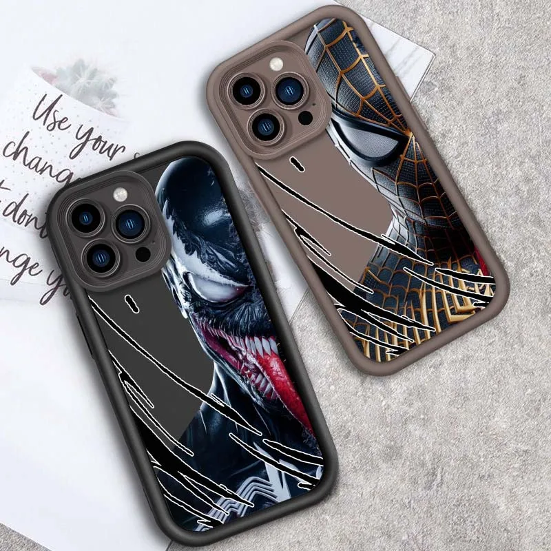 

Venom Spider-Man Cool Hot Art Phone Case For Apple iPhone 17 16 15 14 13 12 11 Pro Max Plus Eye Ladder Soft TPU Cover