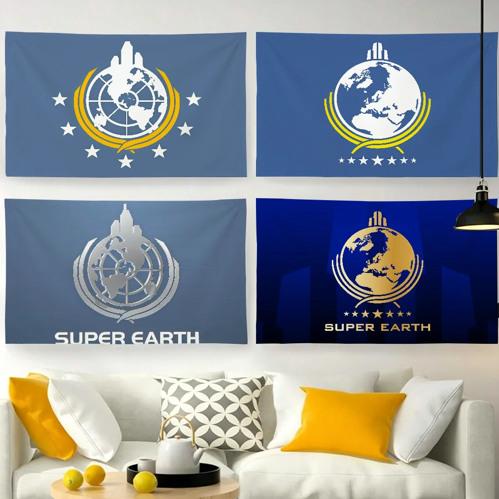 Drapeau Art Super Earth pour fête dans le jardin, salon, décoration murale, bannière, chambre à coucher, tapisserie d'extérieur