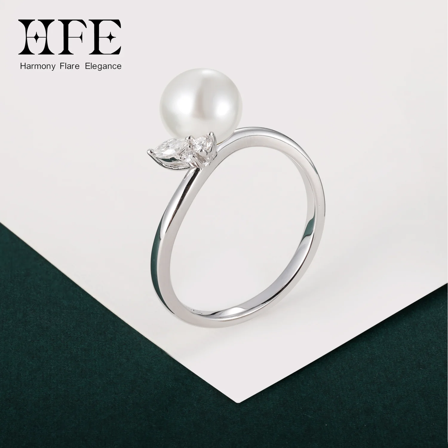 H Moissanite Pearl Ring Women's 925 Pure Silver Original 18k Platinum Plating Birthday Commemorative Mother's Day Exquisite Gift