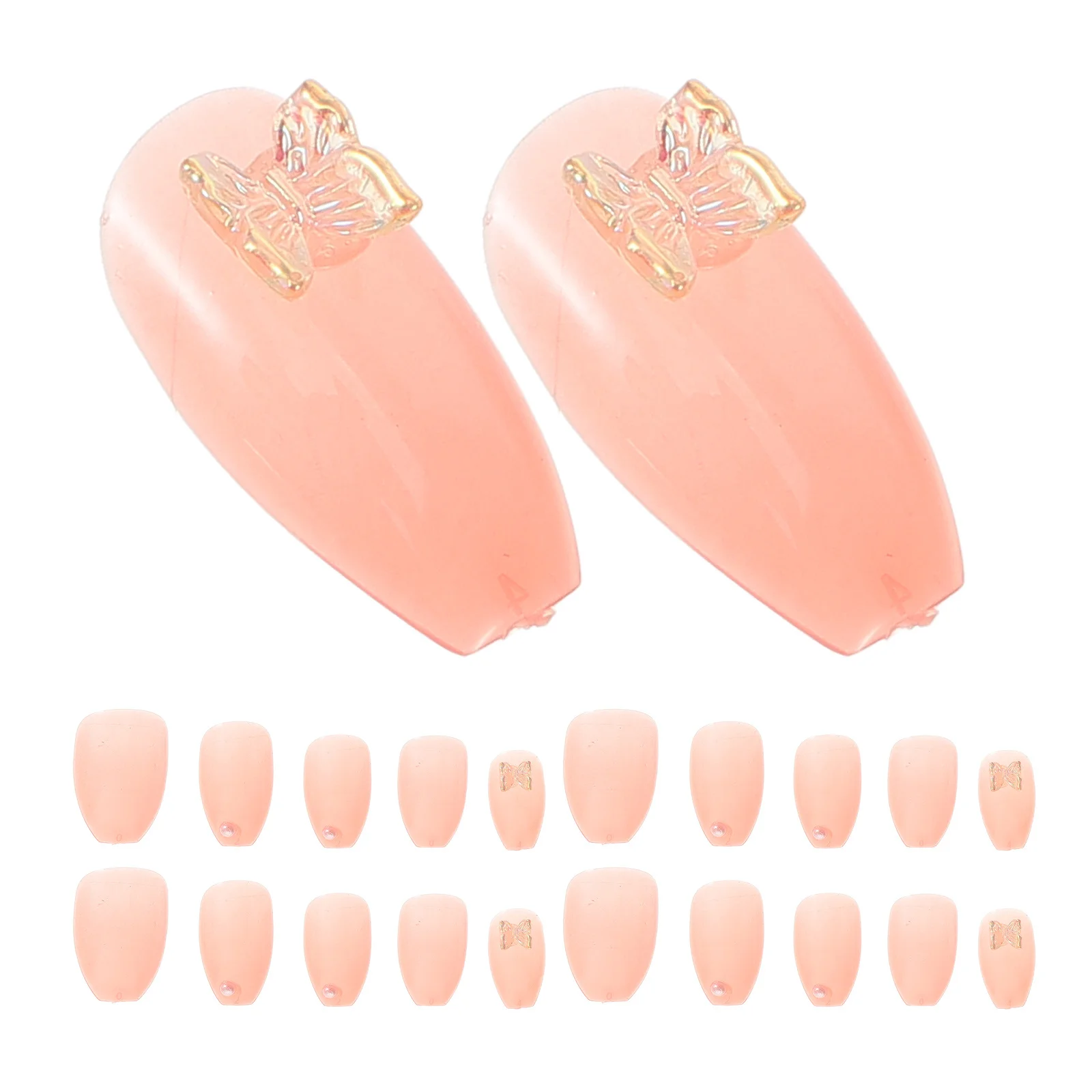 24 Stuks Volledige Dekking Kunstnagels Ballerina Stijl Roze Vlinders Print Sterke Niet Gemakkelijk Breken Nep Nagels Voor Thuis Salon gebruik