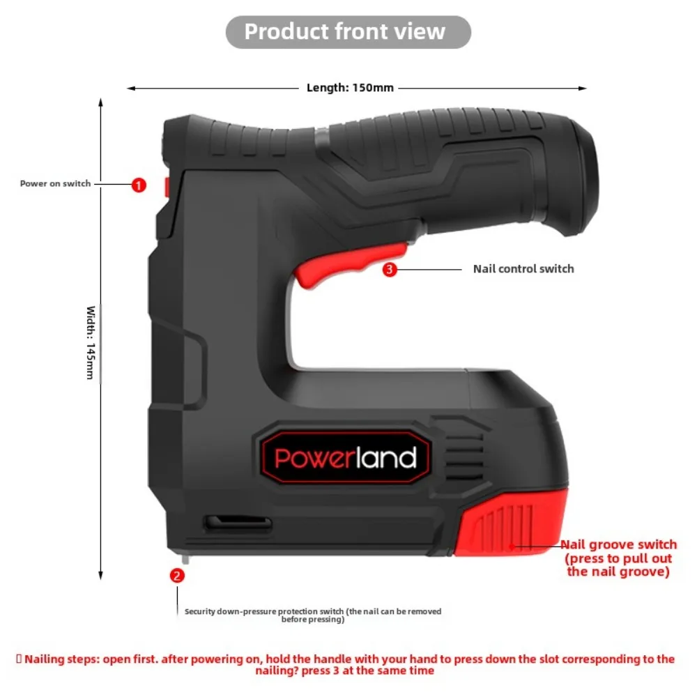 Cordless Lithium-ion U-Shaped Nail Gun Electric Staple Gun for Woodworking DIY Adjustable Power tool with 2000pcs Staples