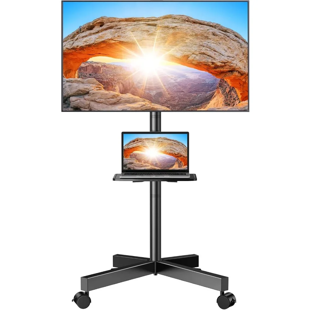 

Adjustable Rolling TV Stand for 23-60 Inch LED/Curved TVs up to 88 lbs, Mobile Cart with Wheels, Max VESA 400x400mm
