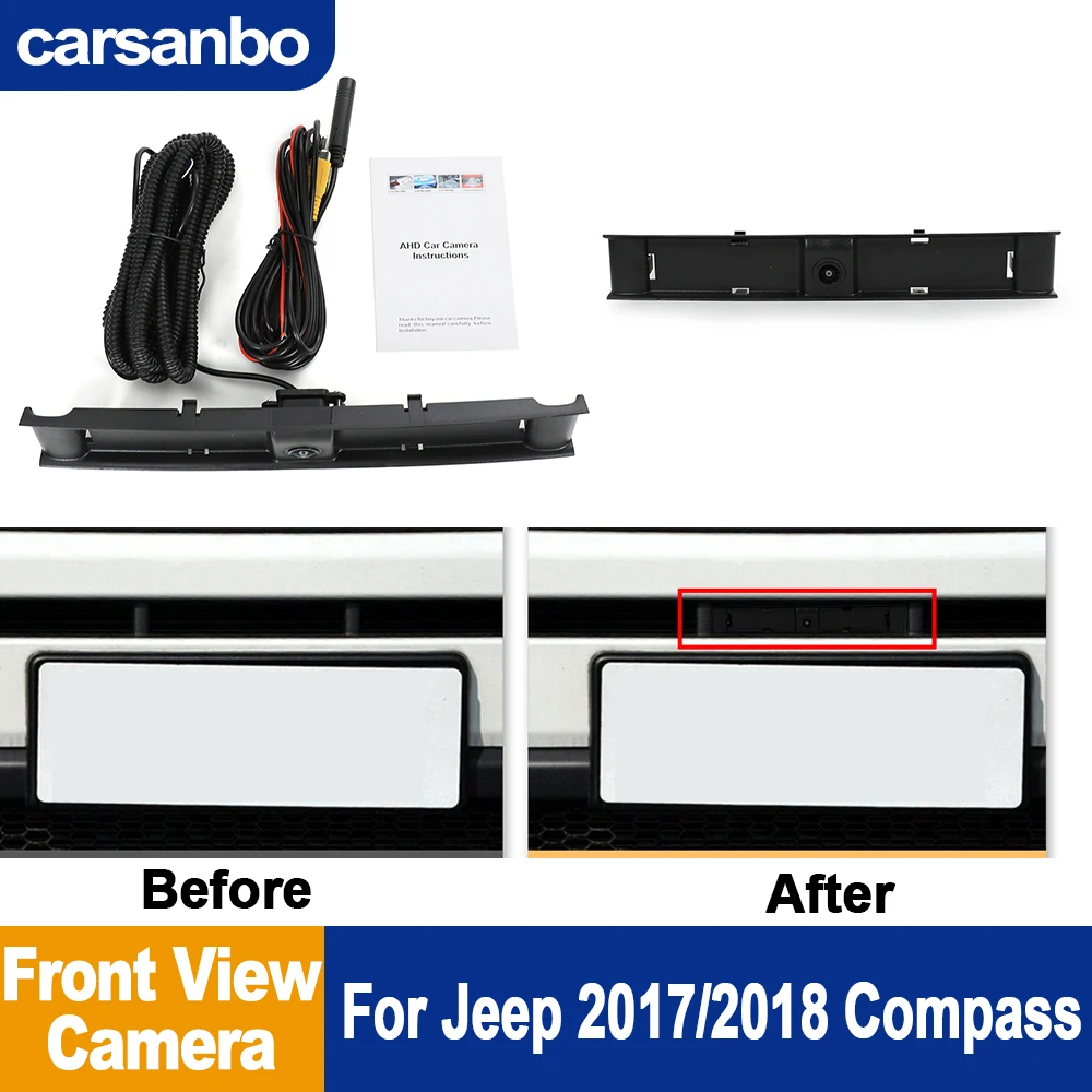 

Carsanbo AHD 1080P Car Front View Camera For Jeep 2017 2018 Compass Night Vision Fisheye Vehicle Front Camera Easy Install