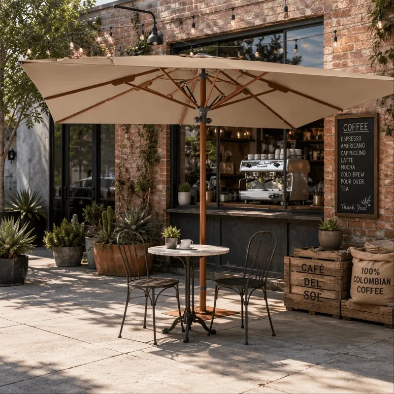 Thickened Aluminum Rod Center Rod Umbrella Stand Hydraulic Lifting System All Weather Outdoor Parasol for Open Fast Delivery