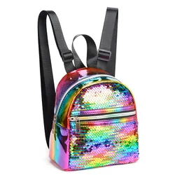 Mini Multicolored Sequin Decorated Zipper Fashion Backpack