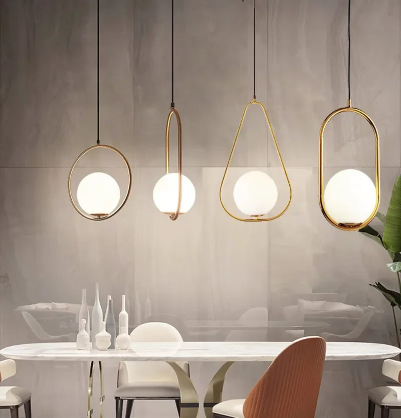 

Modern Pendant Light Nordic Minimalist LED Glass Pendant Lights Dining Room Bedside Hanging Lamps Suspension Chandelier