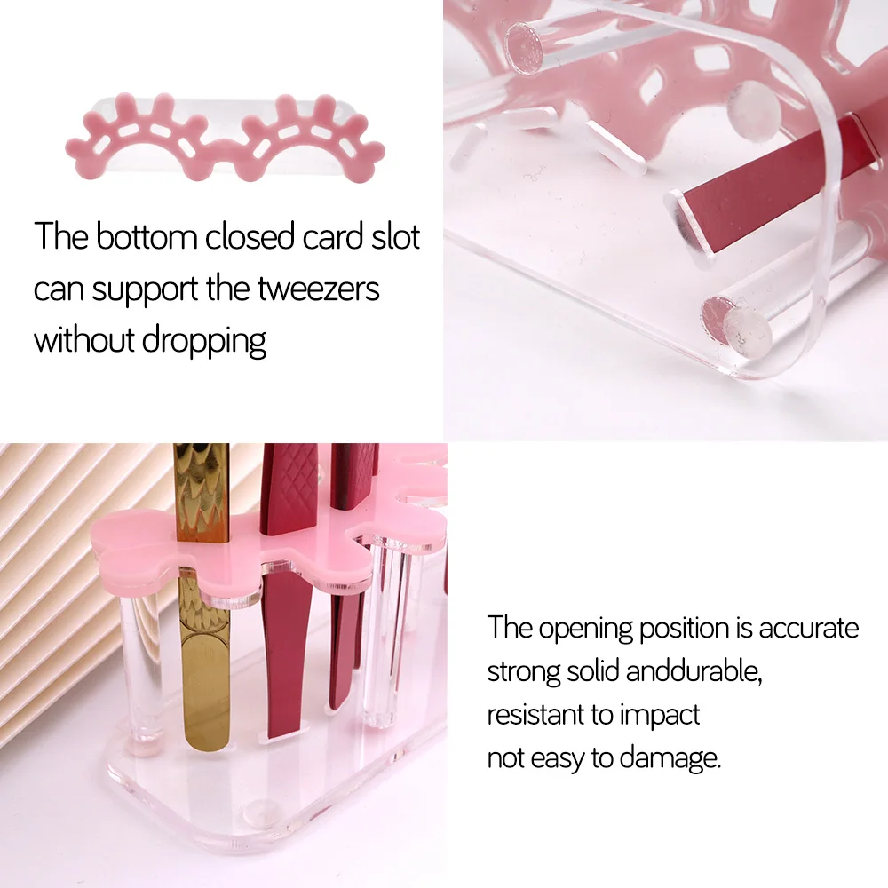 Pink Eyelash Tweezers Storage Holder Stand 8 Holes Convenient Tweezers Stand Shelf Hold Eyelash Extension Tattoo Makeup Tool