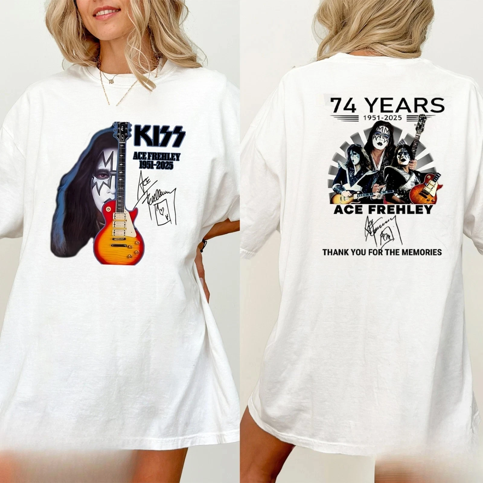 تي شيرت Ace Frehley Legendary 1951-2025 Memories Signature - متعدد الألوان S-4XL فاخر عالي الجودة لكل من الرجال والنساء Y2k #3