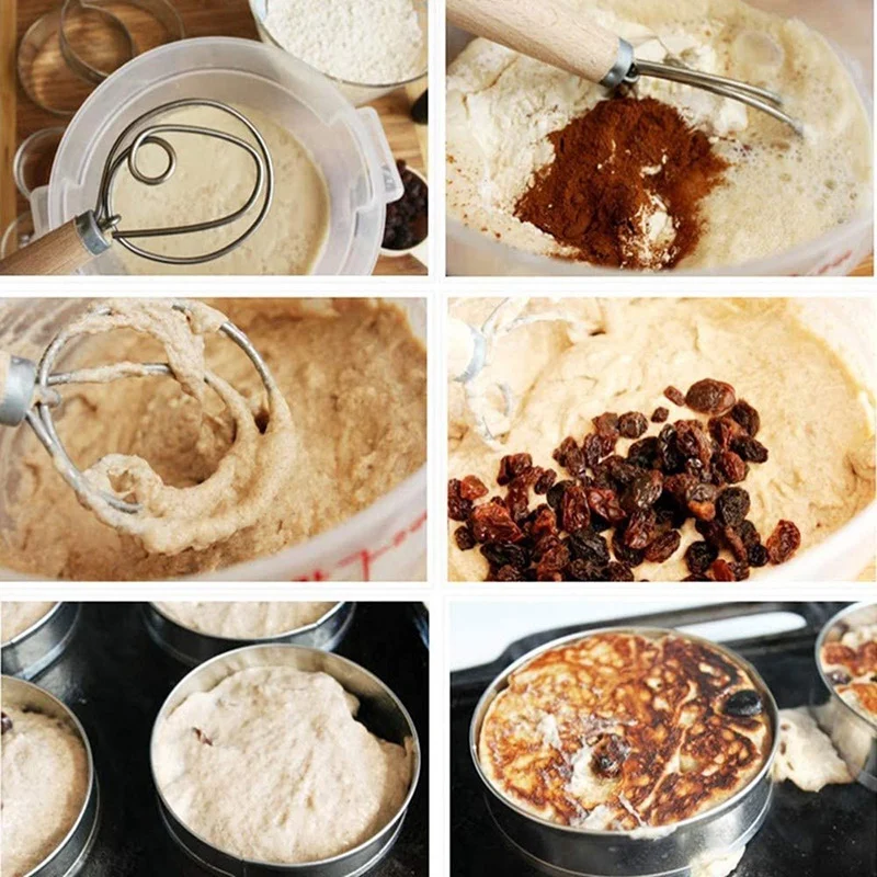 デンマークの生地泡立て器パンミキサー、ケーキ、デザート、ピザ、ペストリー、キッチンベーキングツール、3個用のステンレス鋼オランダ泡立て器