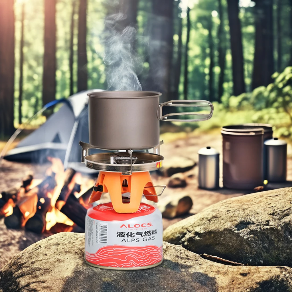 موقد تخييم معدني محمول للسفر والتخييم في الهواء الطلق، موقد يدوي من الفولاذ المقاوم للصدأ والألومنيوم مع خيارات وقود البيوتان والبروبان