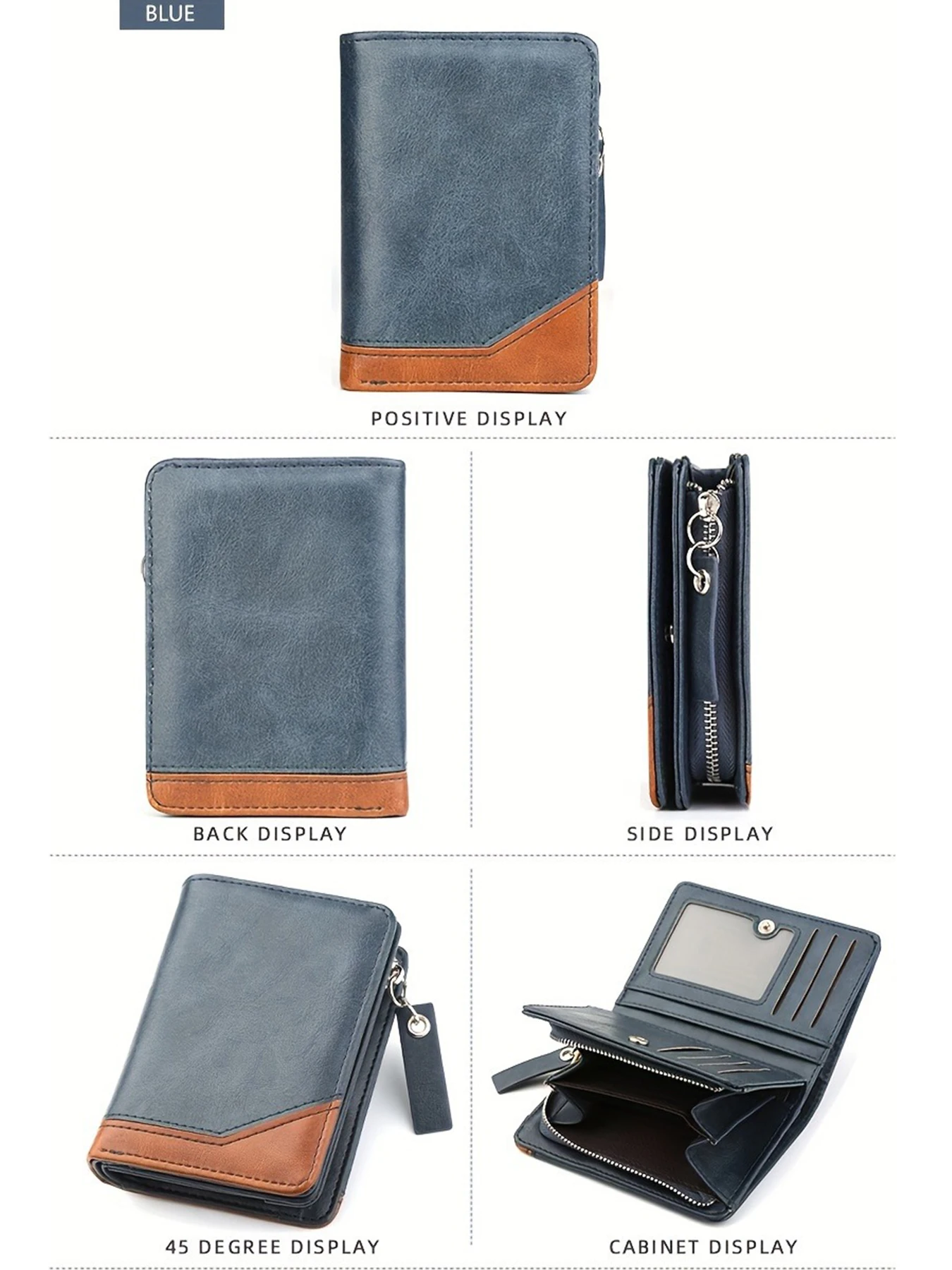 2024 neue männer PU Leder Kurze Brieftasche Mit Zipper Münzfach Vintage Große Kapazität Männlichen Kurzen Geld Geldbörse Karte halter – Detail 10