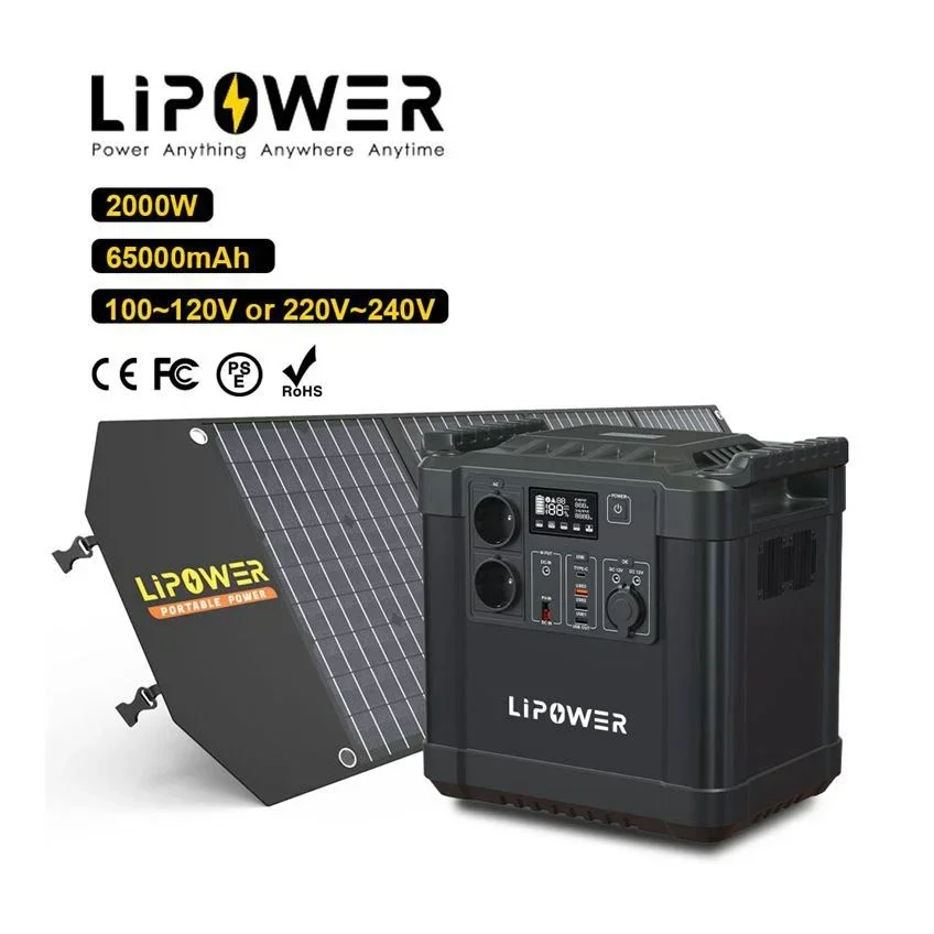 Lipower Energy Storage Home Power System 2000W Lifepo4 Battery Home Outdoor All In One Solar Portable Power Station Generator