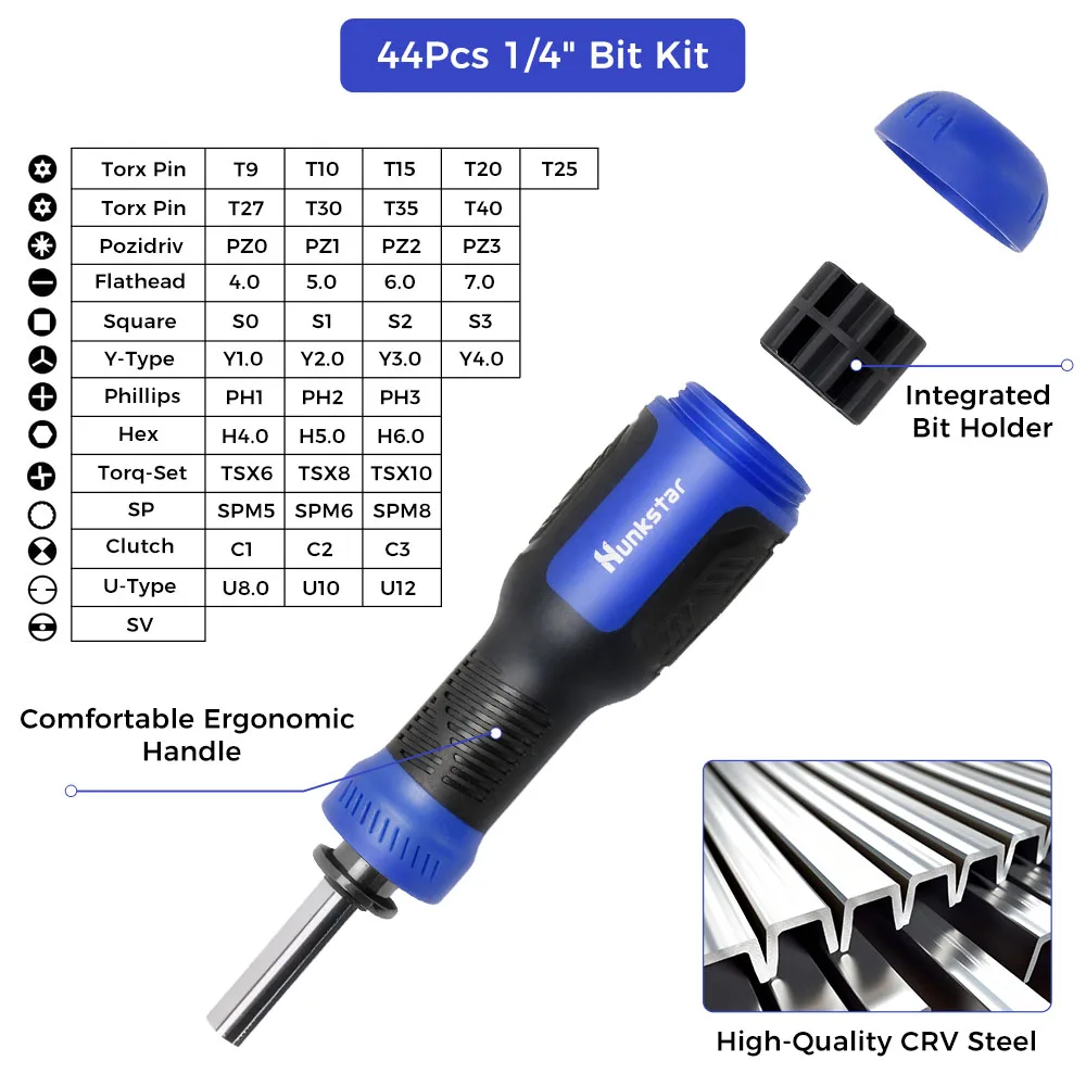 Hunkstar S191 Multifunctional Screwdriver Set – 120pcs 4mm Precision Bits, 44pcs 1/4
