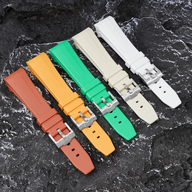 Curved End Silicone Strap for Swatch X Blancpain Fifty Fathoms Five Ocean Series Waterproof TPU Rubber Watch Band Bracelet 22mm