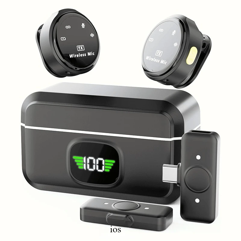 

Беспроводной петличный микрофон с зарядным чехлом, встроенной системой шумоподавления для записи видео на телефон, подкастов, стриминга и интервью