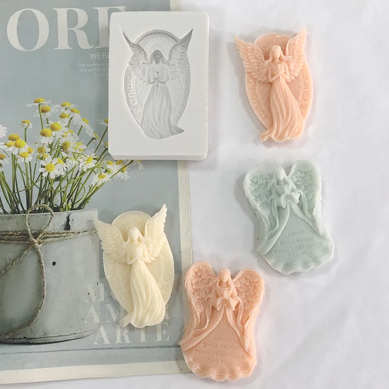 Praying Angel Candle Silicone Mold Diy Wings Angel Figure Aromatherapy Candle Soap Plaster Mold Candle Making Supplies