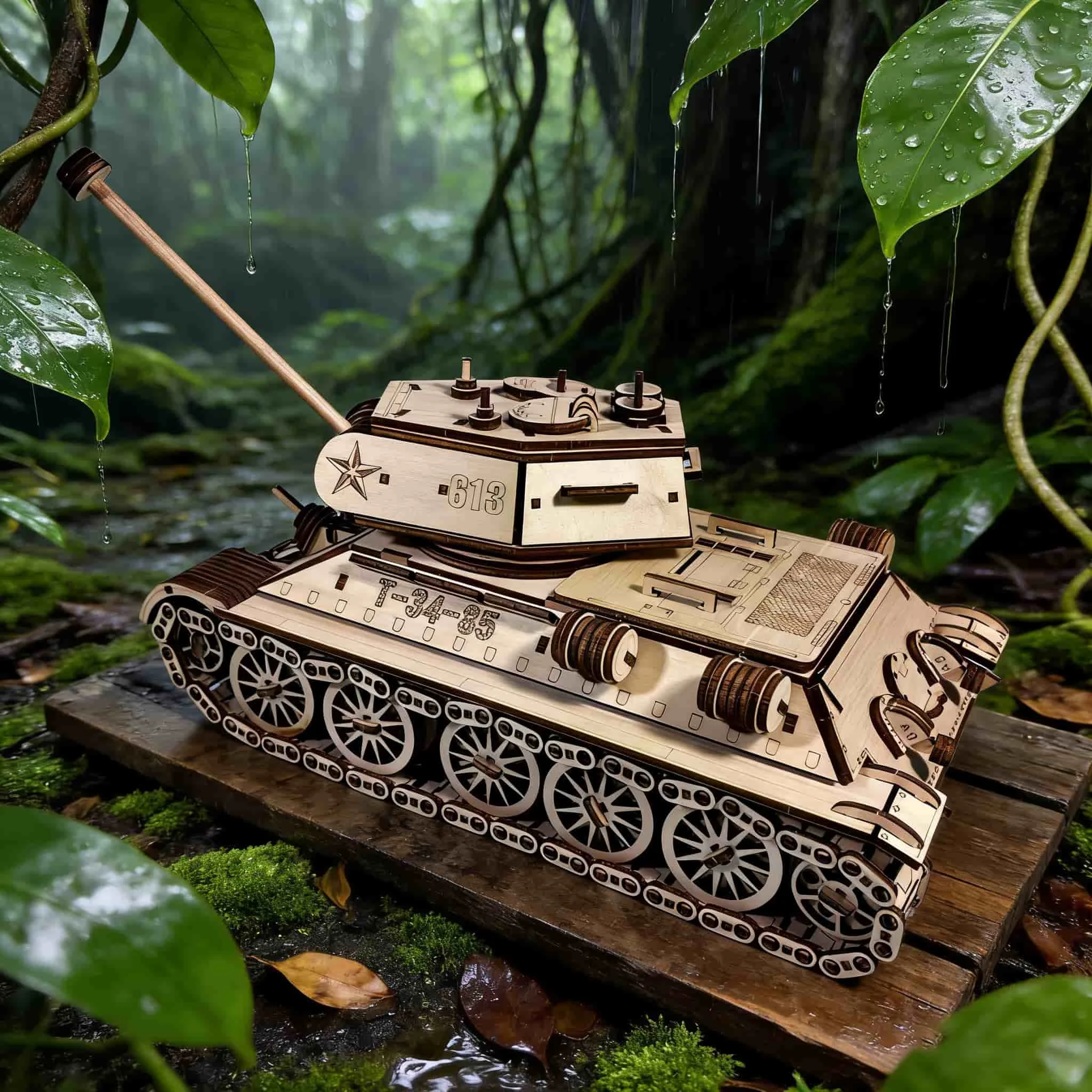 1 ชิ้น รถถังไม้ DIY ปริศนา 3 มิติสุดสร้างสรรค์ เหมาะสำหรับเป็นของขวัญวันหยุดหรือของตกแต่งบ้าน