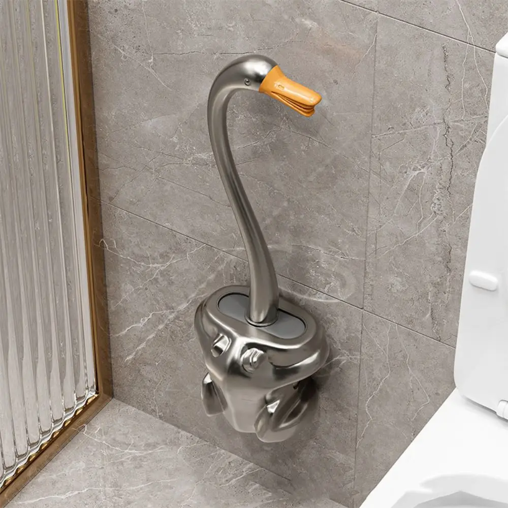 

Щетка для унитаза с длинной ручкой, дизайн «Лебедь», черная, компактная, в форме животного, для чистки унитаза