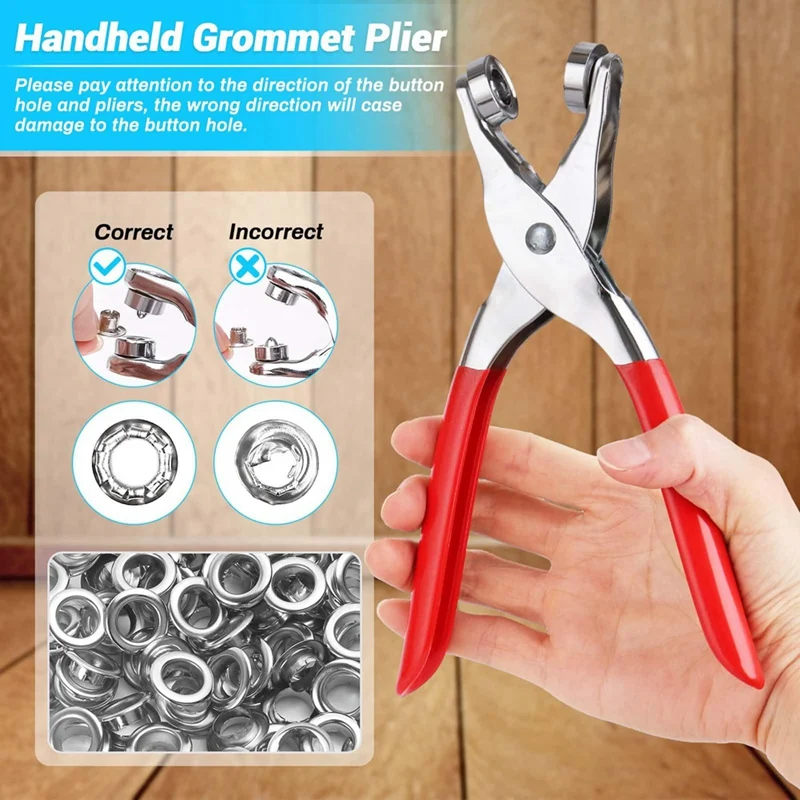 642Pcs Grommet Tool Kit 1/2 Inch Eyelet Kit With 320Pcs Eyelets Grommets, 320Pcs Washers And Grommet Eyelet Pliers Easy To Use