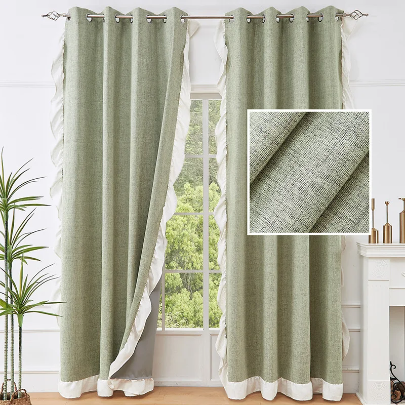 

1 Panel Ruffle Grommet Curtains Blackout Bedrooms Window Drapes Privacy Protect for Dining Bathroom Living Room Home Decorations