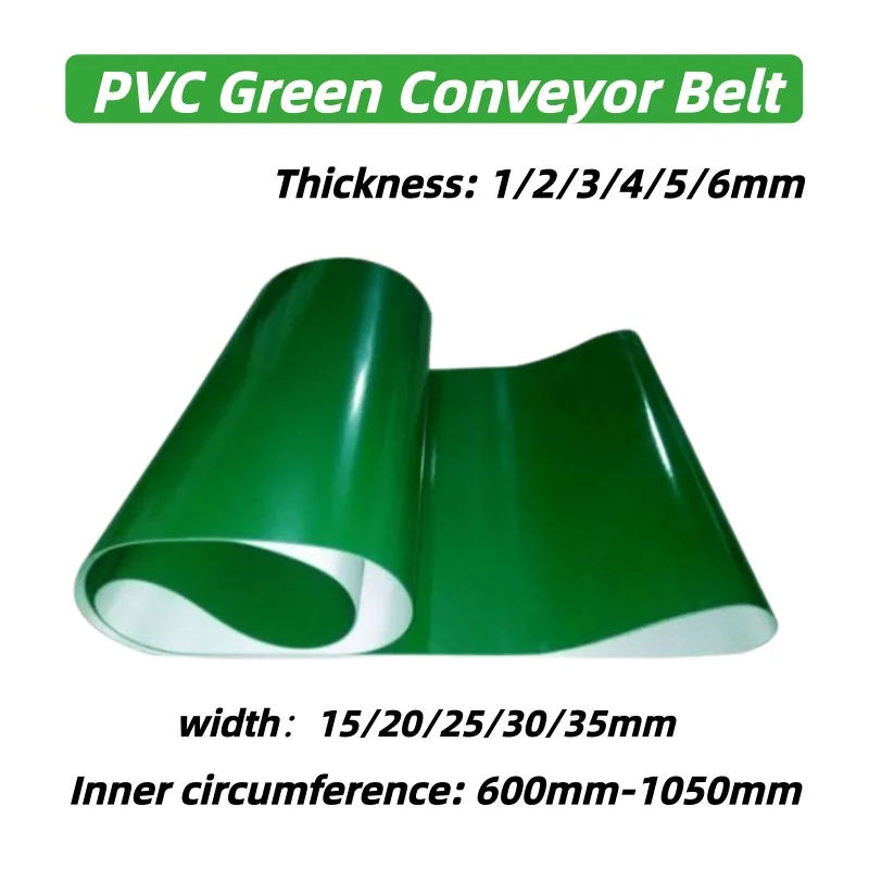 Industrial Green PVC Transmission Conveyor Belt Perimeter 600-1050mm Width 15 20 25 30 35mm Machine Drive Conveyor Belt