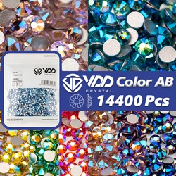 VDD 14400Pcs Bulk Wholesale SS4-SS20 AAAAA Top Quality Color AB Glass Rhinestone Crystal Flatback Stones Nail Art DIY Decoration