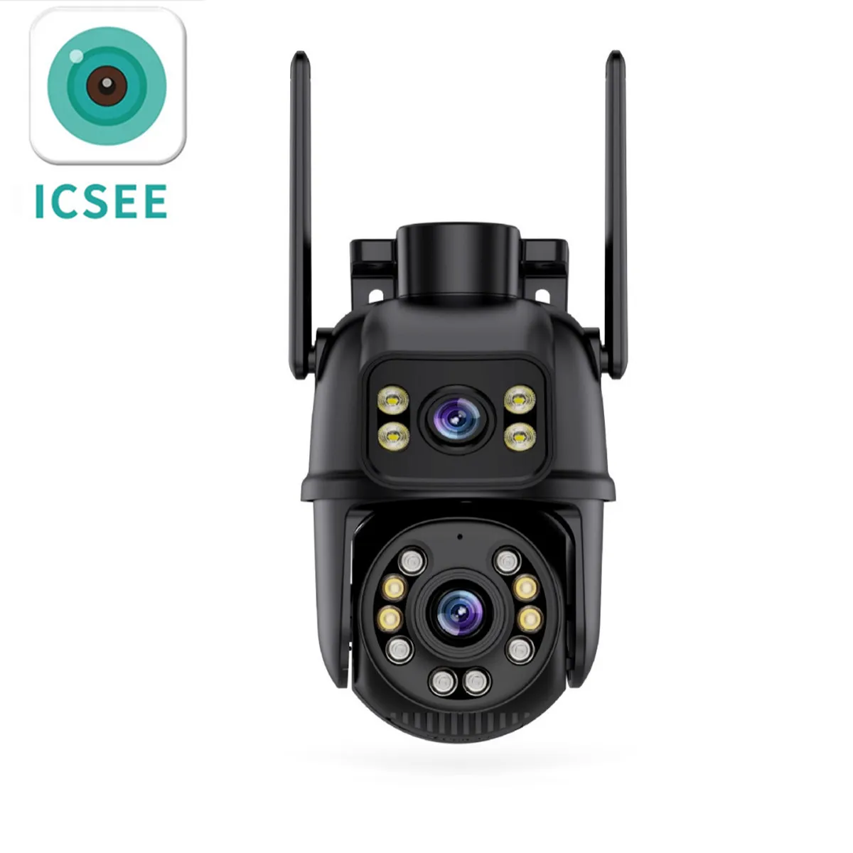 6MP iCsee  APP Dual Lens Wireless PTZ Alarm  IP Dome Camera Full Color AI Humanoid Detection Home Security CCTV Baby Monitor