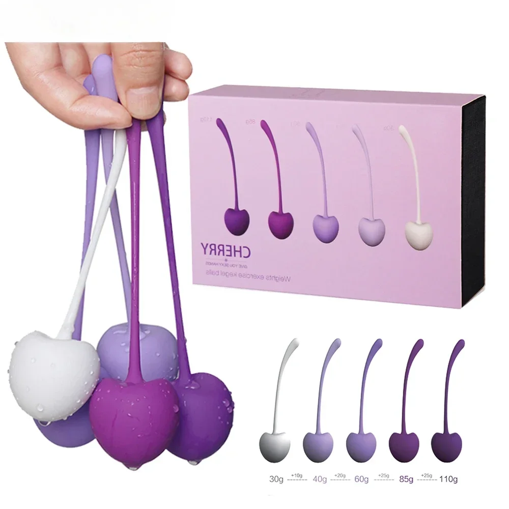 5pcs/set Smart Kegel Balls Vaginal Tighting Exercise Kit Cherry Bolas Chinas Vaginal Ben Wa Balls Vibrators Sex Toys for Woman