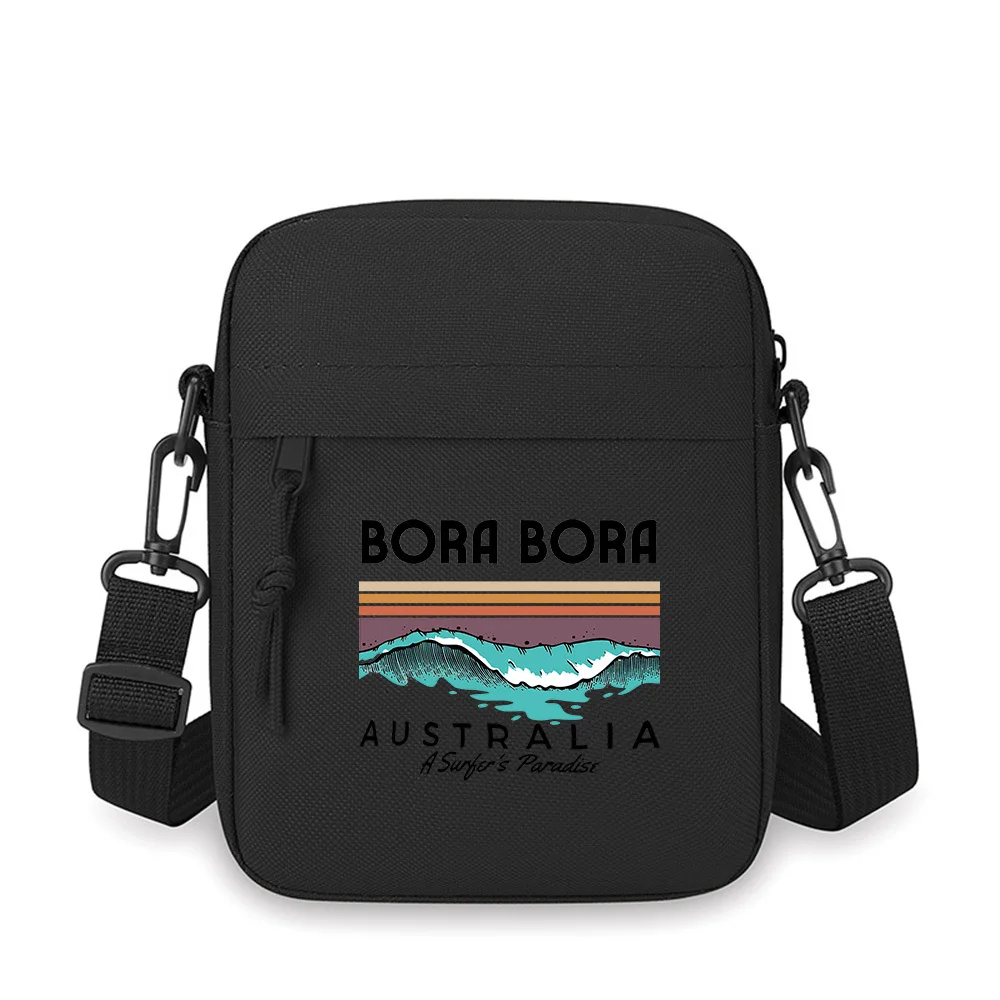

Bora Bora ocean wave design retro style Men Crossbody Bag Single Shoulder Women Cartoon Anime Film Printing Design Unisex