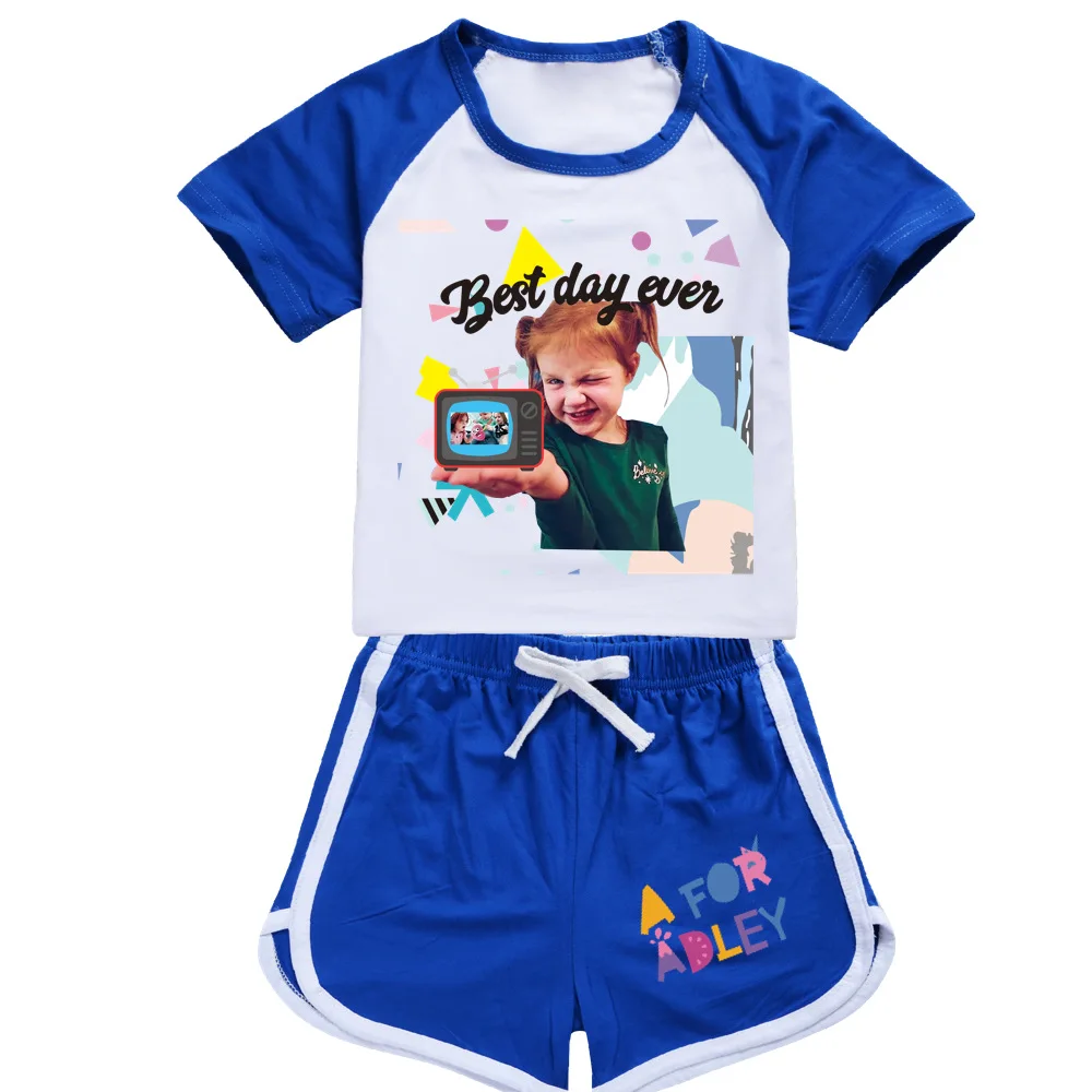 Summer Children Clothing T-Shirts+Shorts 2Pcs Outfits Girls Sportswear Boys Tracksuit A for Adley Set Kids Sleepwear Pyjamas