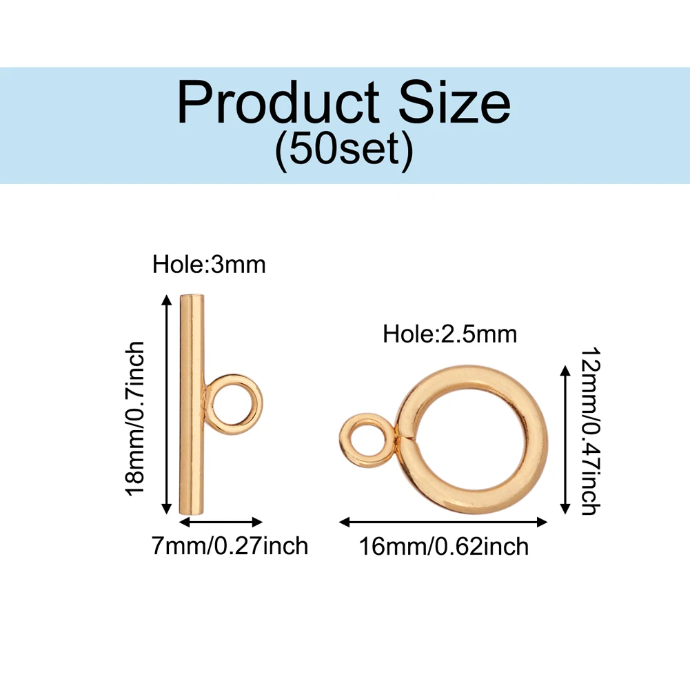 50 conjuntos de fechos de alternância de anel de aço inoxidável dourado 304, conector para fazer jóias, pulseira, colar, acessórios diy, furo: 3mm