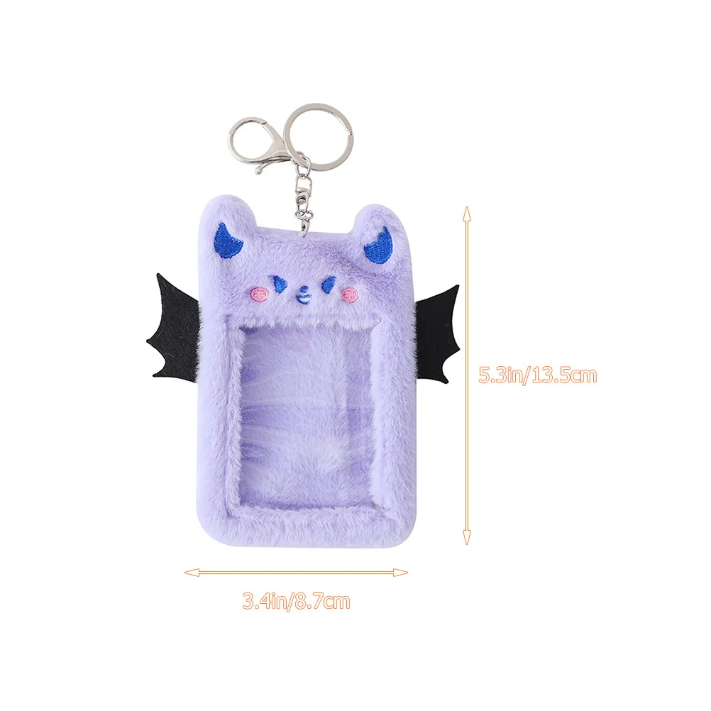 2 Pcs Demon Wings Plush Card Holder Student ID Badge Sleeve Protective Case for Photos Game Cards Postcards