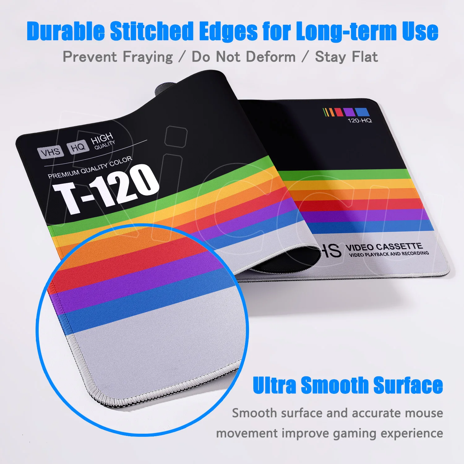 لوحة ماوس الكمبيوتر غير قابلة للانزلاق لوحة طاولة الألعاب ريترو VHS نمط لوحة الماوس لوحة المفاتيح الفئران الملحقات HD طباعة قفل السجاد حافة رشاقته #3